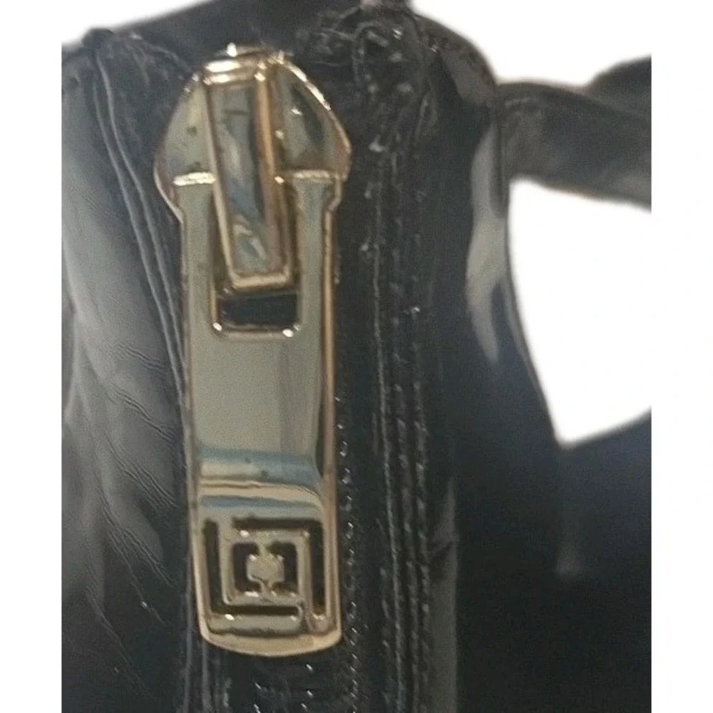Liz Claiborne Black Strappy Pointed Toe Ankle‎ Strap Back Zip Heels Size 6 1/2